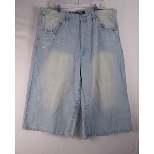 Y2K KOMAN Denim Shorts Mens 40 Baggy Wide Skater Jorts Hip Hop Jnco-Style NWT